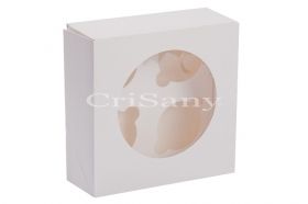 Кутия с прозорец бяла 4 къпкейка 25бр.1533