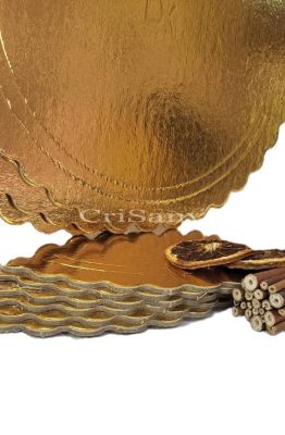 Подложка за торта ф 35 злато пл. мукава /10 бр./