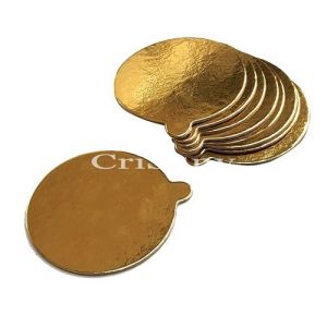 Подложка за торта ф 10 злато с дръжка А /50 бр.