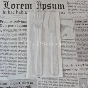 СЕТ вилица + нож + салфетка прозрачен /1 бр./