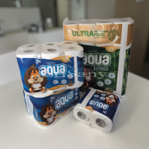 Тоалетна хартия 3 пластова Aqua 4 бр./пак.